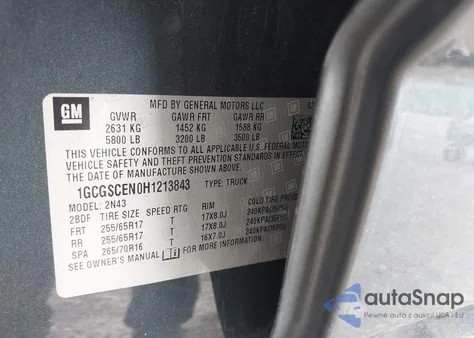 2017 Chevrolet Colorado Lt z USA, uszkodzony, nr VIN 1GCGSCEN0H1213843